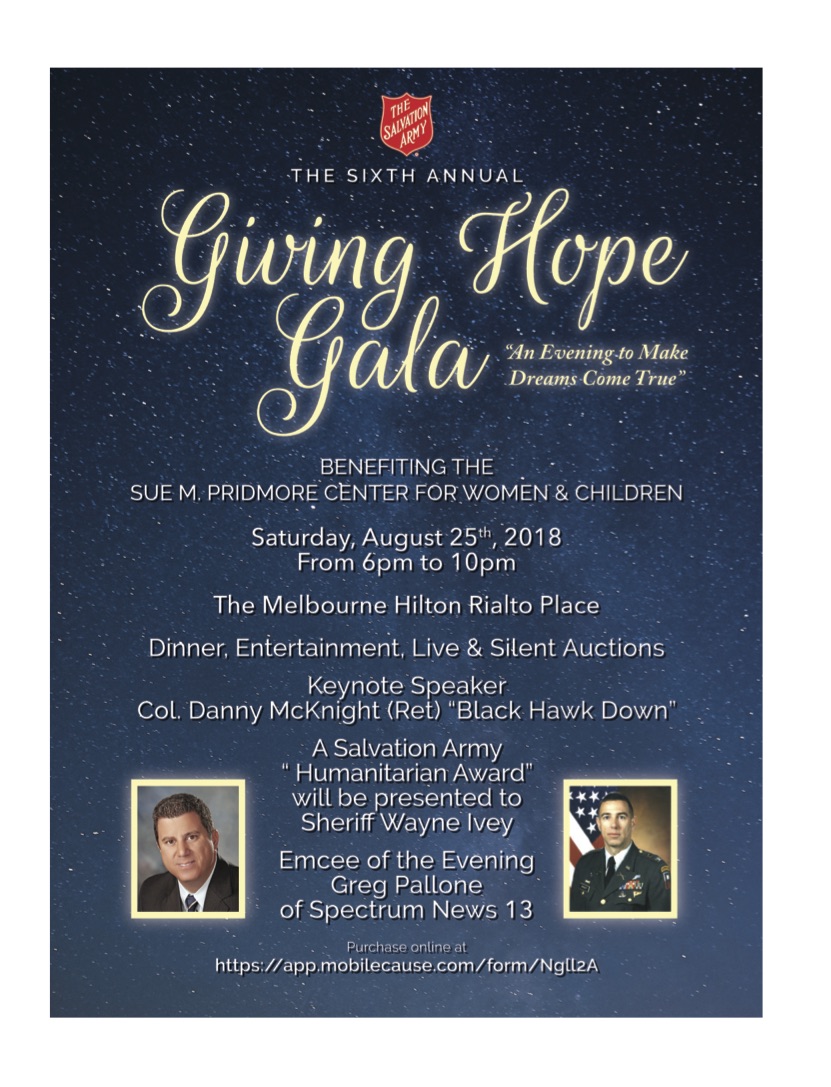 Salvation Army, Giving Hope Gala, Salvation Army of Melbourne 6th Annual Giving Hope Gala August 25th